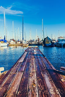 marina, boats, empty, dock, ocean, sailing vessels, leisure HD wallpaper