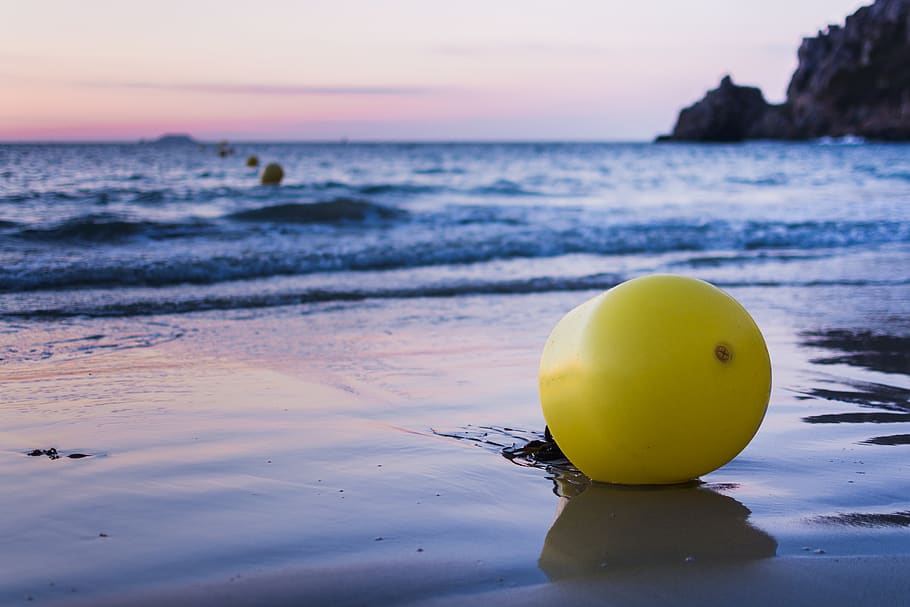 yellow tank in seashore, beach, nature, outdoors, coast, water HD wallpaper