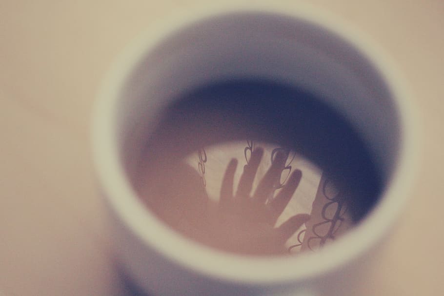 Silhouette of Hand in White Ceramic Cup, blur, caffeine, coffee HD wallpaper