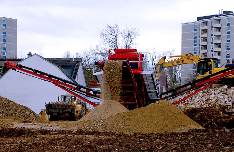 site, eschborn, excavators, build, construction, machine, work HD wallpaper