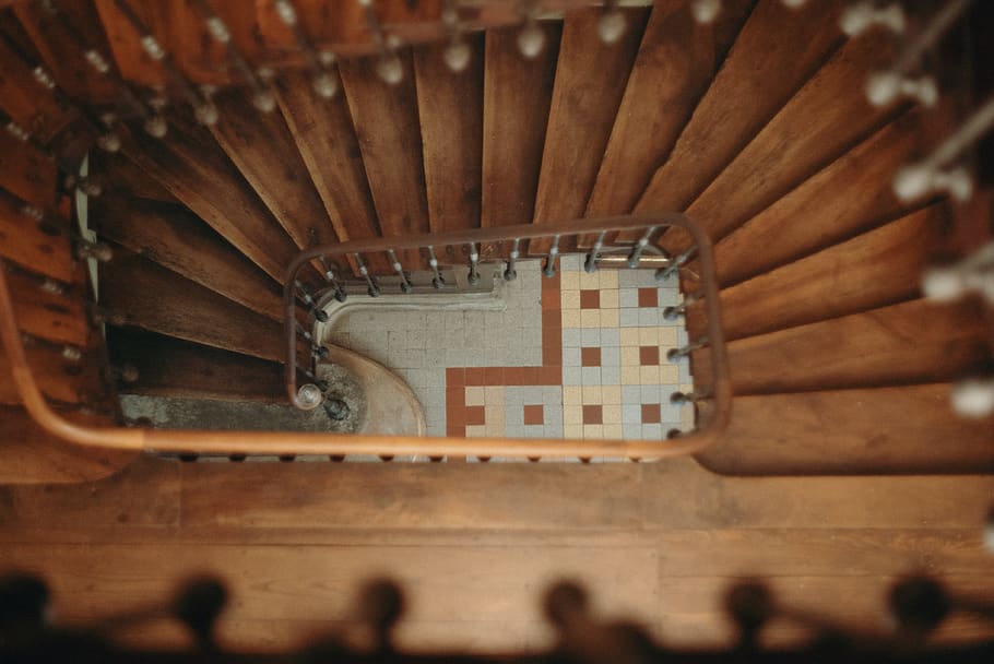 aerial view photography of stairs, france, handrail, banister, HD wallpaper