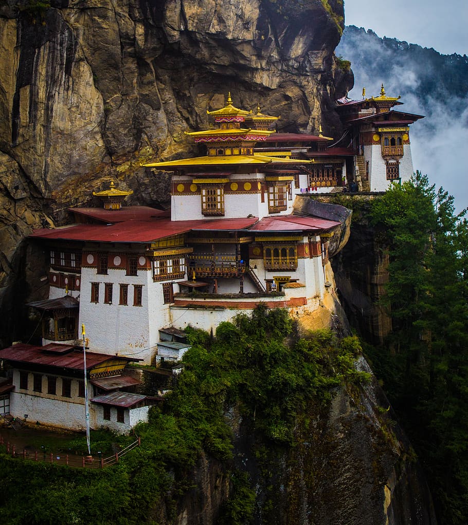 bhutan, tiger's nest view point, monastry, hills, trek, tiger nest, HD wallpaper