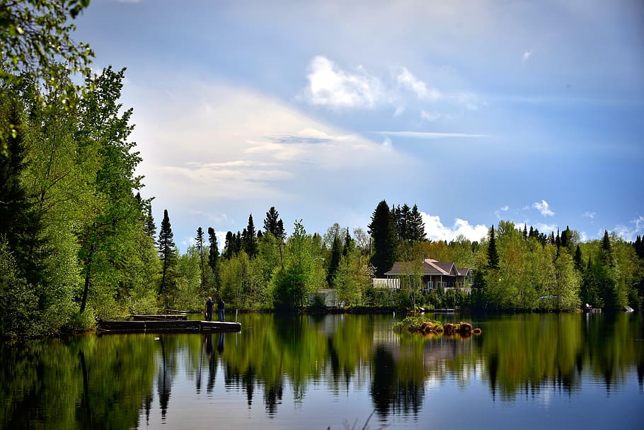 Black Sailing Boat on Body of Water, blue sky, canada, clouds HD wallpaper