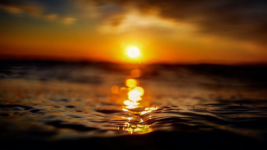 sunset, nature, orb, sea, ocean, cornwall, focus, water, sky HD wallpaper
