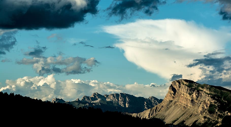 italy, compaccio, alpe di siusi, alps, mountains, sky, clouds, HD wallpaper