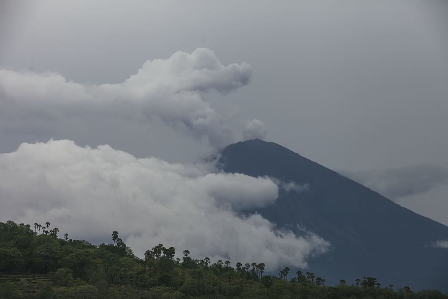 indonesia, amed beach, beauty in nature, sky, cloud - sky, mountain HD wallpaper