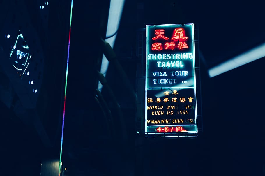hong kong, illuminated, sign, communication, text, guidance HD wallpaper