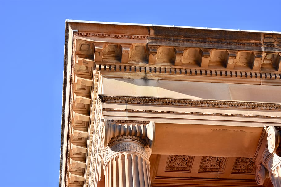 architecture, building, pillar, column, porch, piano, leisure activities HD wallpaper