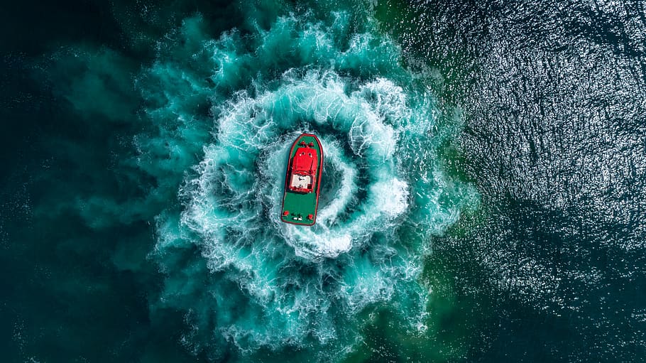 HD wallpaper: Top View Photo of Boat on Ocean, bird's eye view, drone  photography | Wallpaper Flare