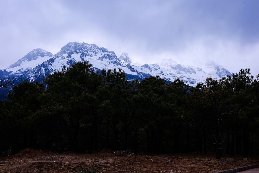 nature, outdoors, mountain, mountain range, peak, slope, tree HD wallpaper