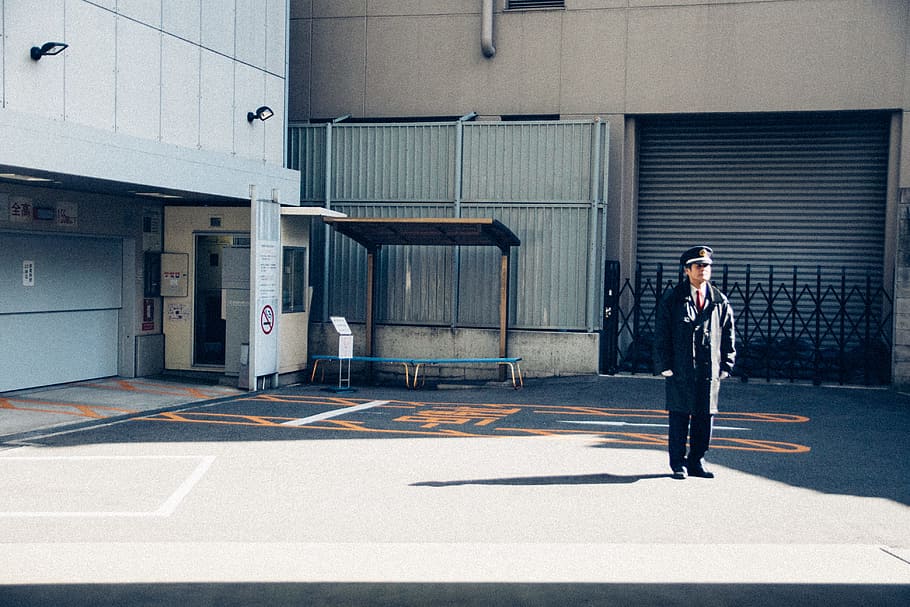 man standing near building, osaka, full length, one person, architecture HD wallpaper