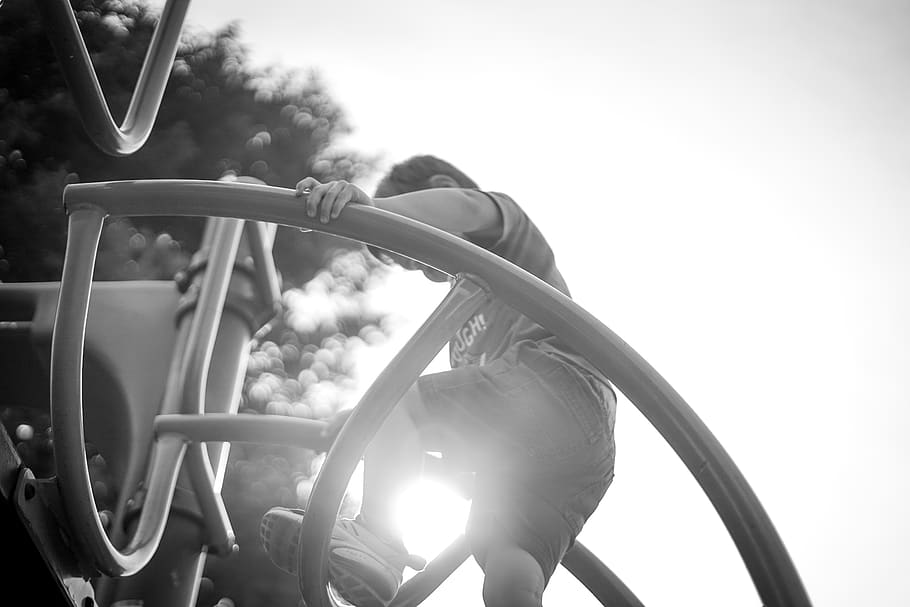 boy playing on playground, mode of transportation, land vehicle HD wallpaper