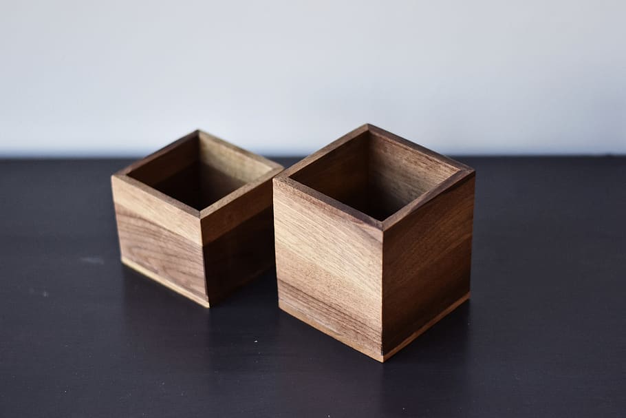 brown wooden box, wood - material, shape, no people, indoors HD wallpaper