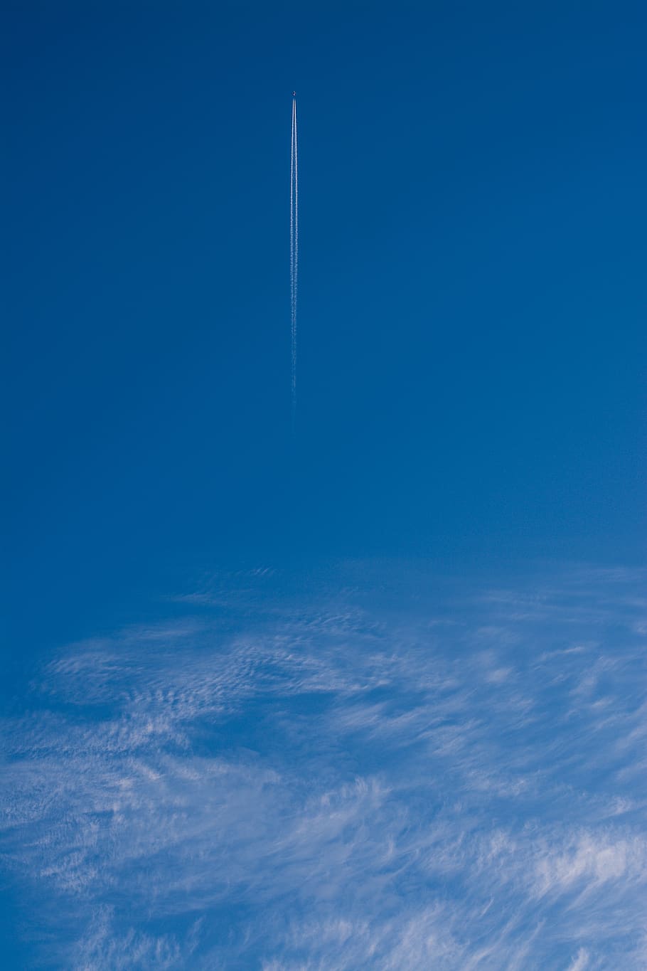 blue and white sky, cloud - sky, flying, space, air vehicle, nature HD wallpaper
