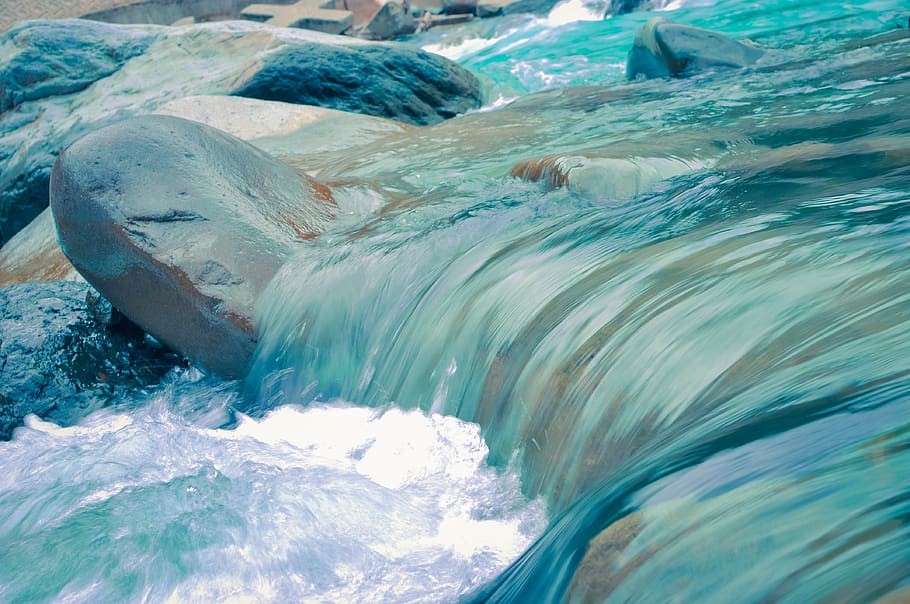 water, rapids, stream, cascade, waterfall, river, rocks, movement, HD wallpaper