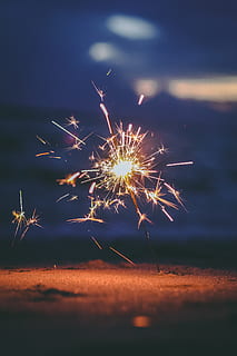 sparkling sparkle, nature, outdoors, fireworks, night, light HD wallpaper