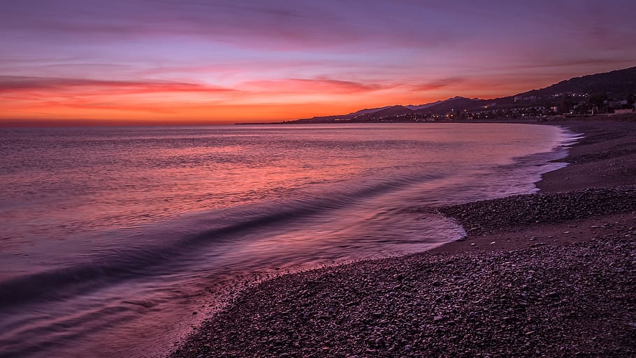 nature, sand, beach, dawn, sea, italy, waves, landscape, clouds HD wallpaper