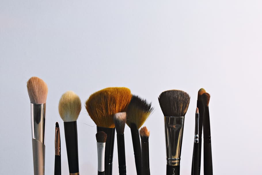 Make-up Brush Set, brushes, make up brush, make-up brushes, studio shot HD wallpaper