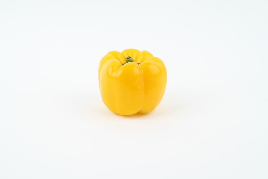Yellow Round Fruit on White Background, capsicum, color, colour, HD wallpaper