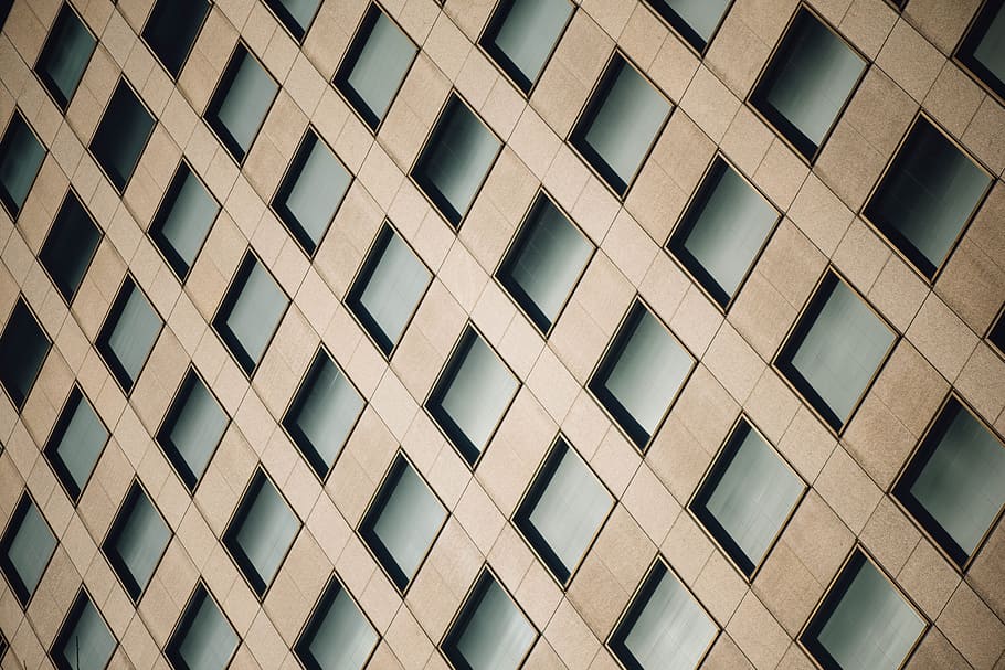 A wall with a diagonal pattern of squares., building, facade HD wallpaper