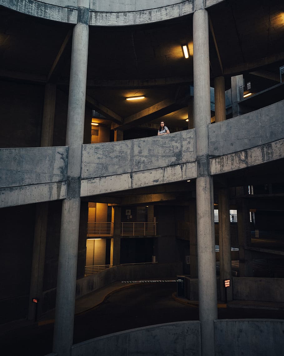 infrastructure, pillar, wallpaper, dark, concrete, column, mood HD wallpaper