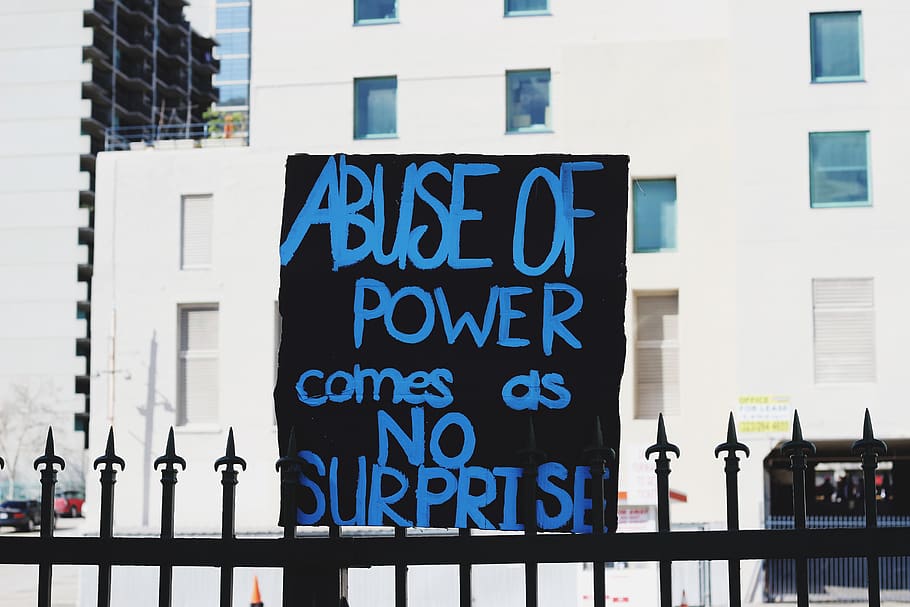 black abuse of power comes as no surprise signage, built structure, HD wallpaper