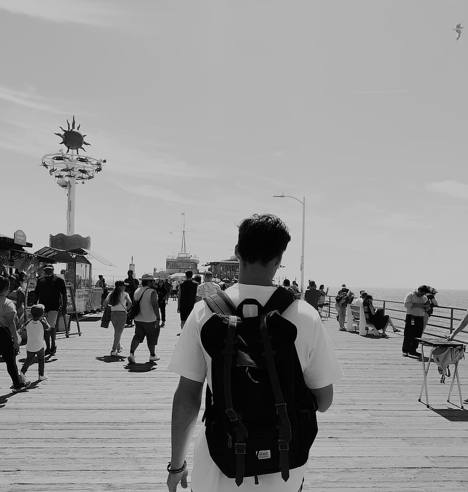 guy, male, sky, cali, ocean, beach, real people, leisure activity HD wallpaper