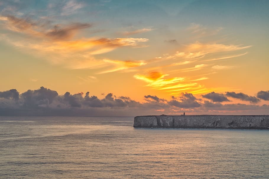 sunset, lighthouse, hdr, landmark, landscape, lights, skyline HD wallpaper