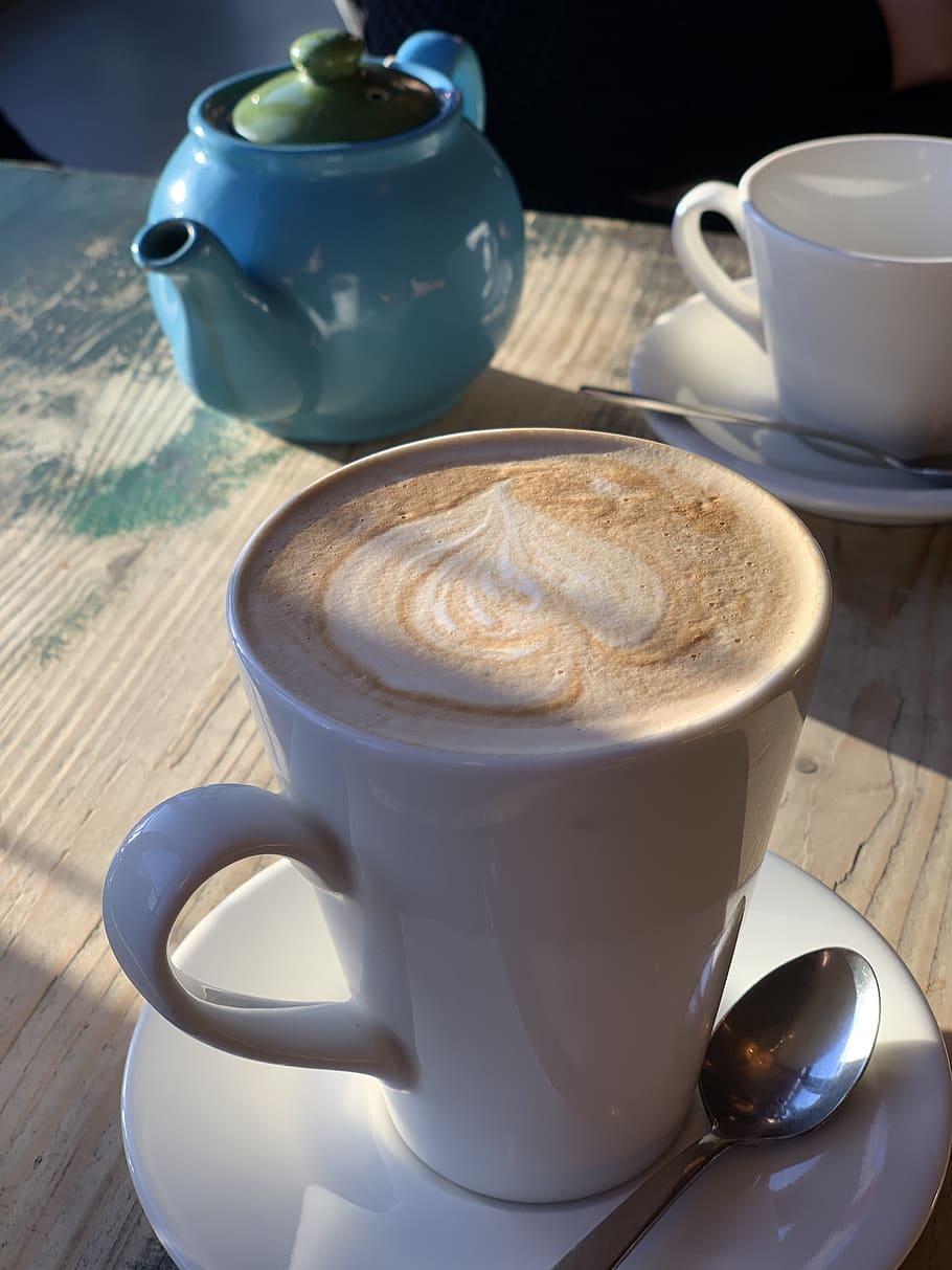 coffee, tea, cup, drink, mug, beverage, hot, table, cafe, morning HD wallpaper