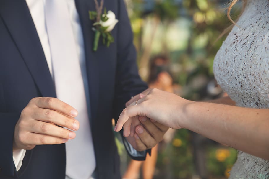 wedding, ring, couple, hand, men, human hand, group of people HD wallpaper