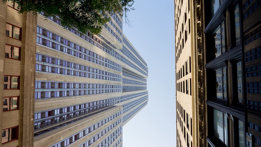 brown building, office building, urban, city, town, high rise HD wallpaper