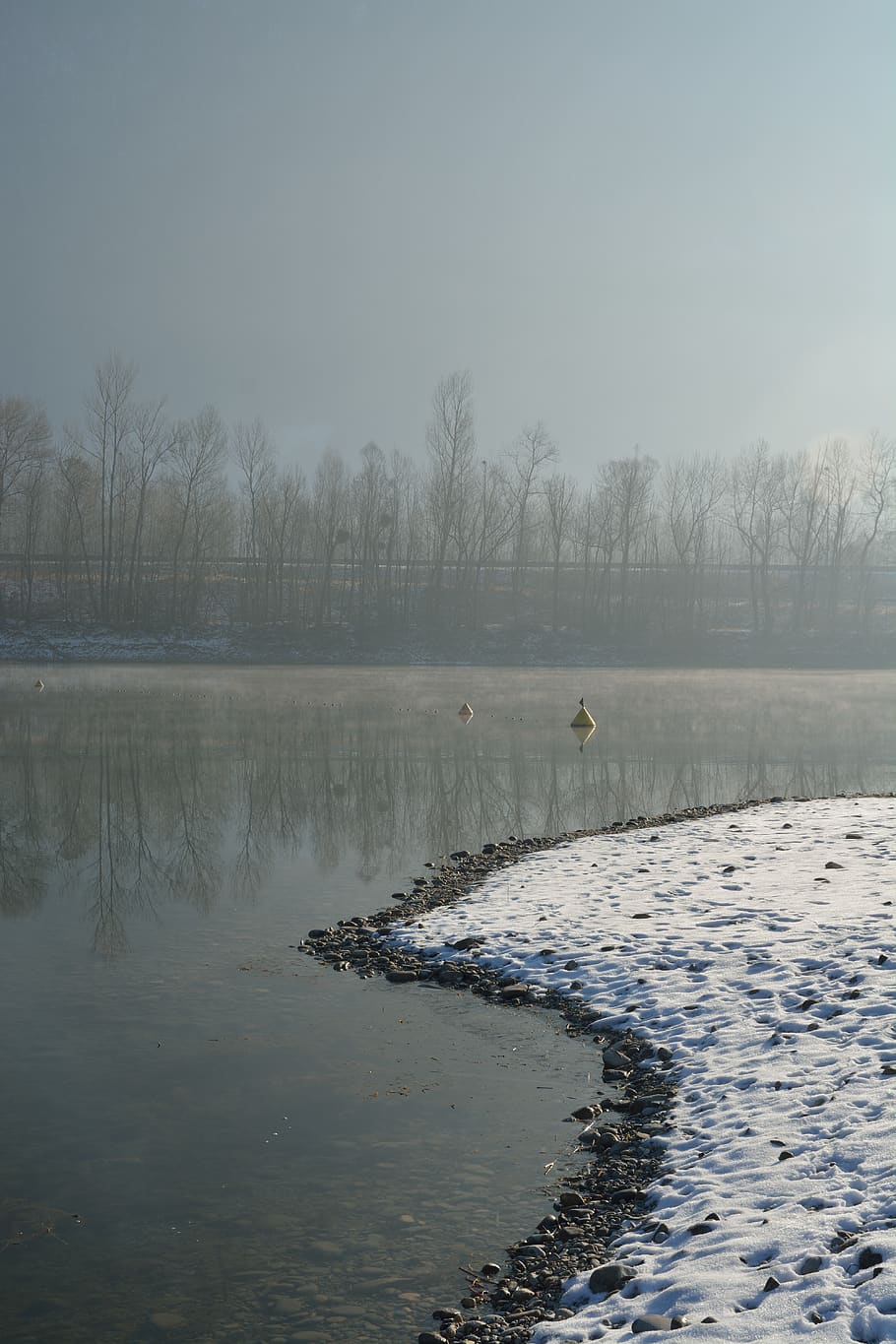 france, épierre, lake, winter, wallpaper, fog, snow, water HD wallpaper