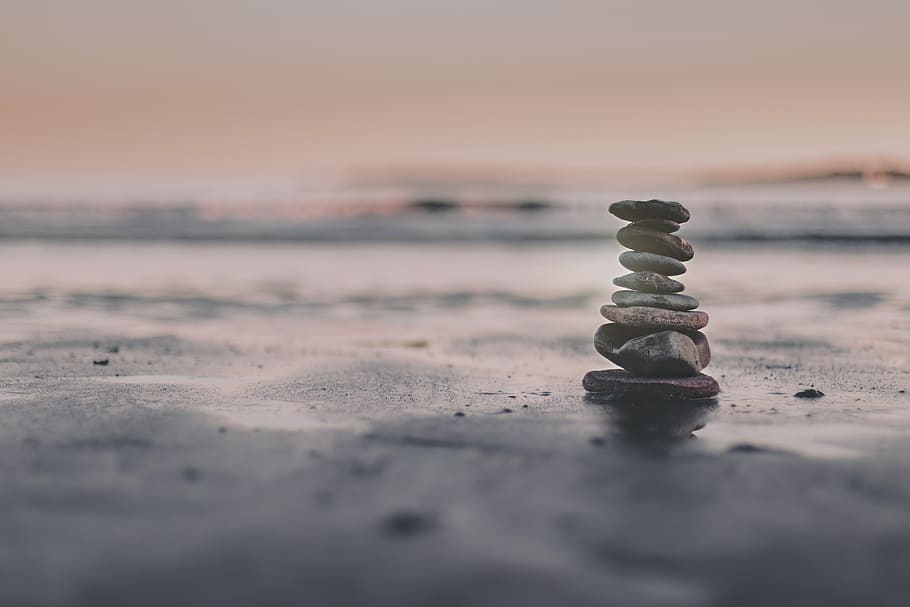 summer, beach, stacking, ocean, water, sea, balance, sand, nature HD wallpaper