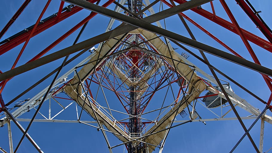 white and red tower, sky, low angle view, clear sky, built structure HD wallpaper