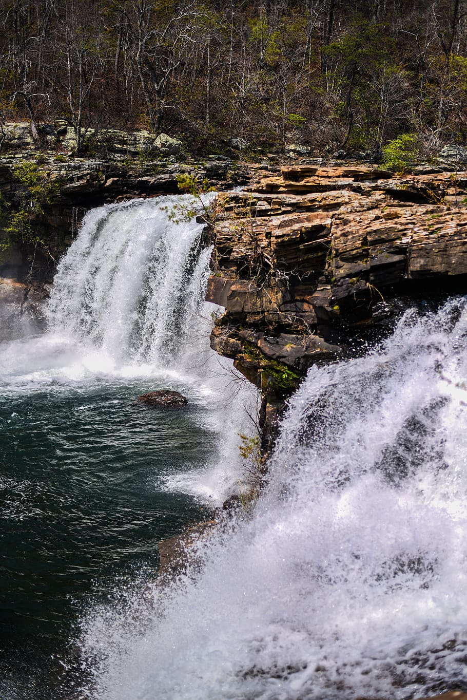waterfalls surrounded by trees, motion, beauty in nature, scenics - nature HD wallpaper