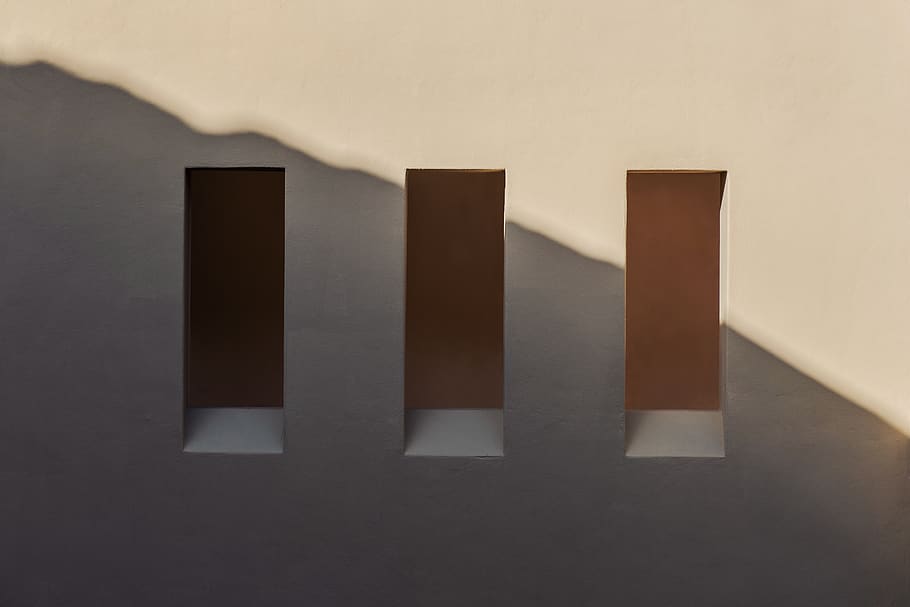 Three Rectangular Holes, close-up, daylight, wall, windows, indoors HD wallpaper