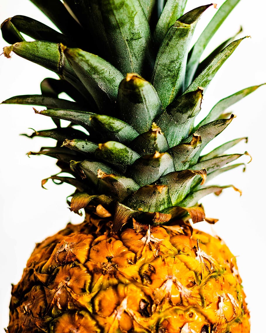 pineapple fruit, close-up, green color, plant, growth, tropical fruit HD wallpaper