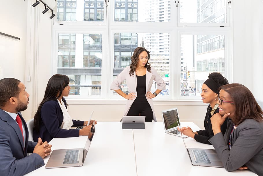 Group Of People Sitting In Front Of Table, computers, cooperation HD wallpaper