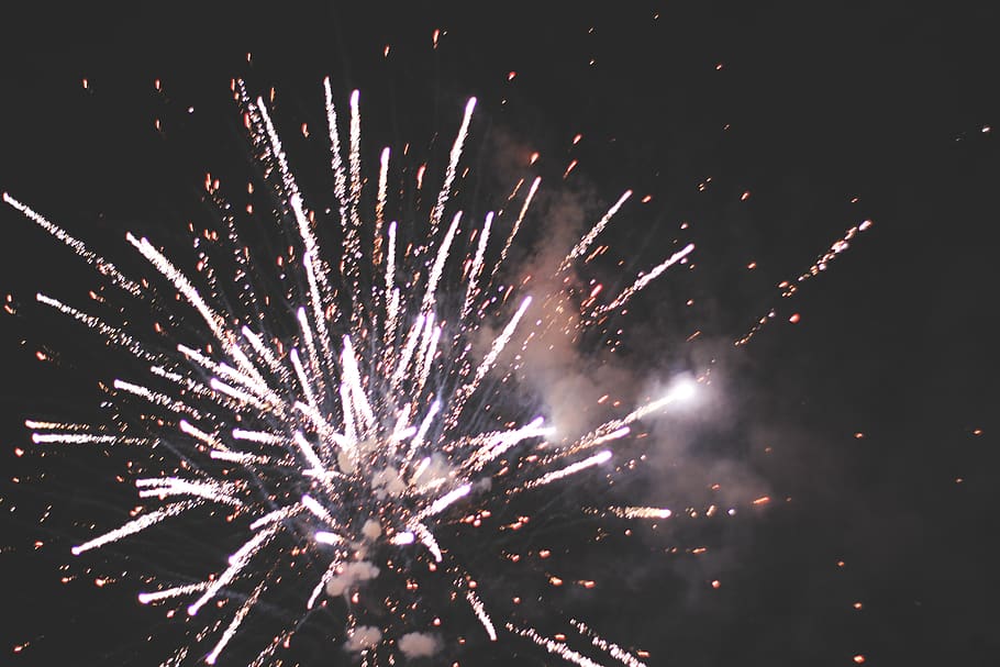 firework, night sky, exploding, celebration, event, illuminated HD wallpaper