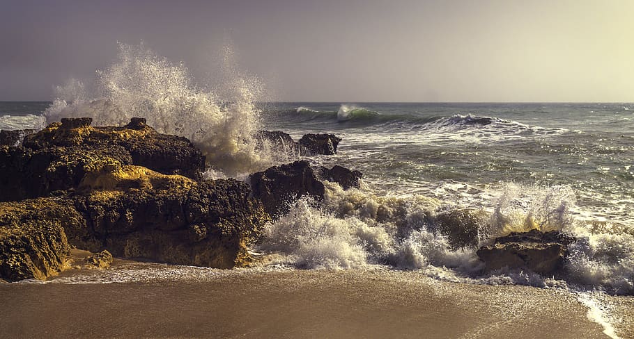Body of Water and Rock Formation, beach, daylight, horizon, landscape HD wallpaper