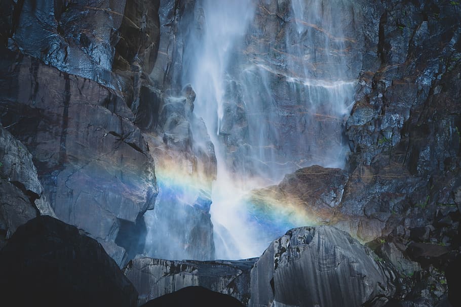 rocks, waterfall, scenics - nature, beauty in nature, rock - object HD wallpaper