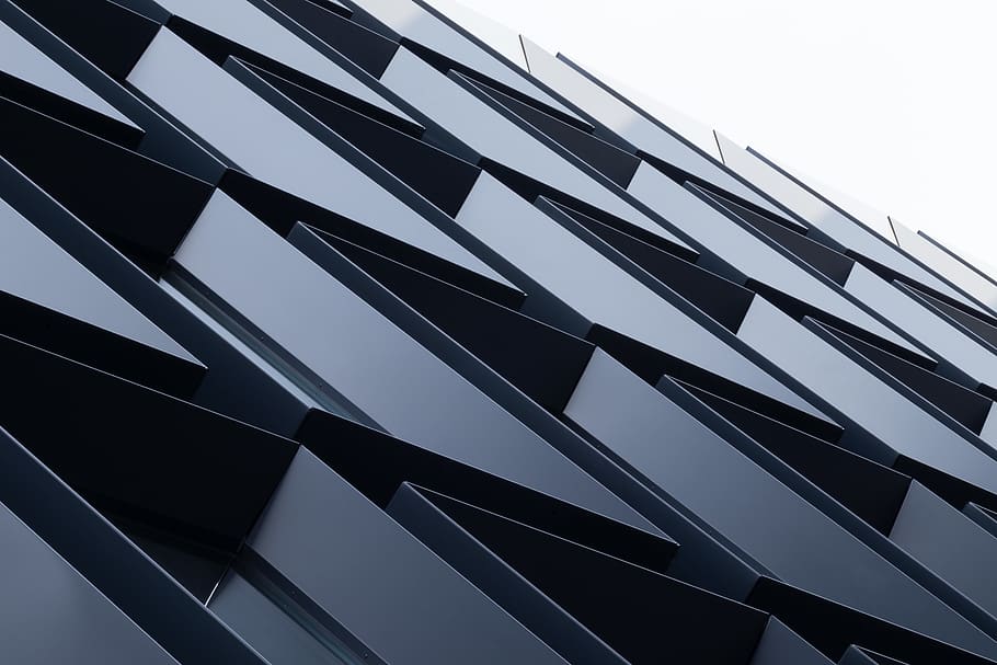 gray metal building, built structure, architecture, low angle view HD wallpaper
