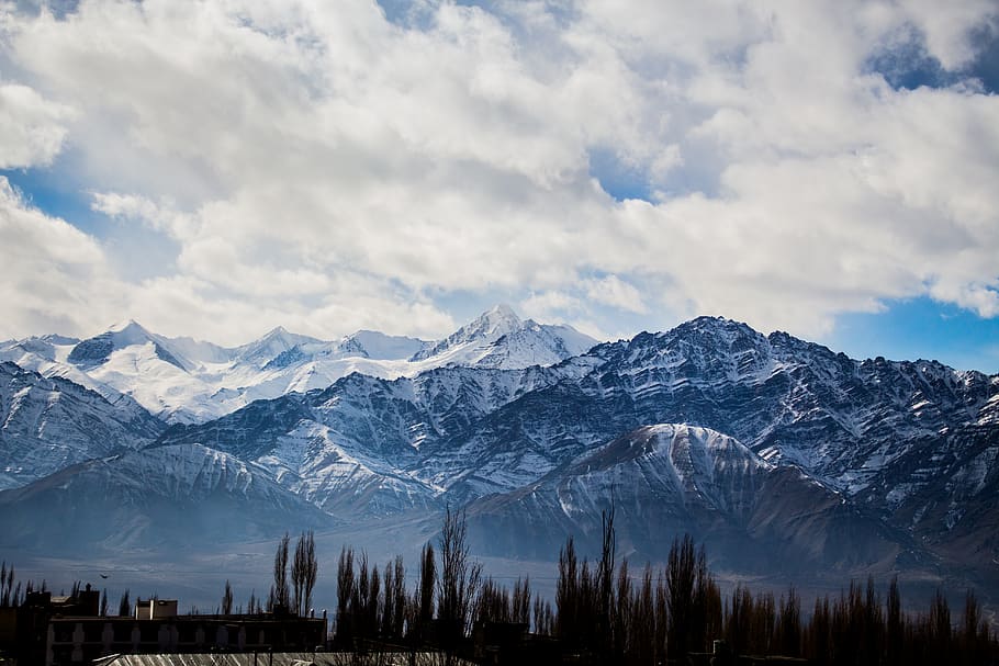 House Near Pine Tree, altitude, clouds, cold, daylight, high HD wallpaper
