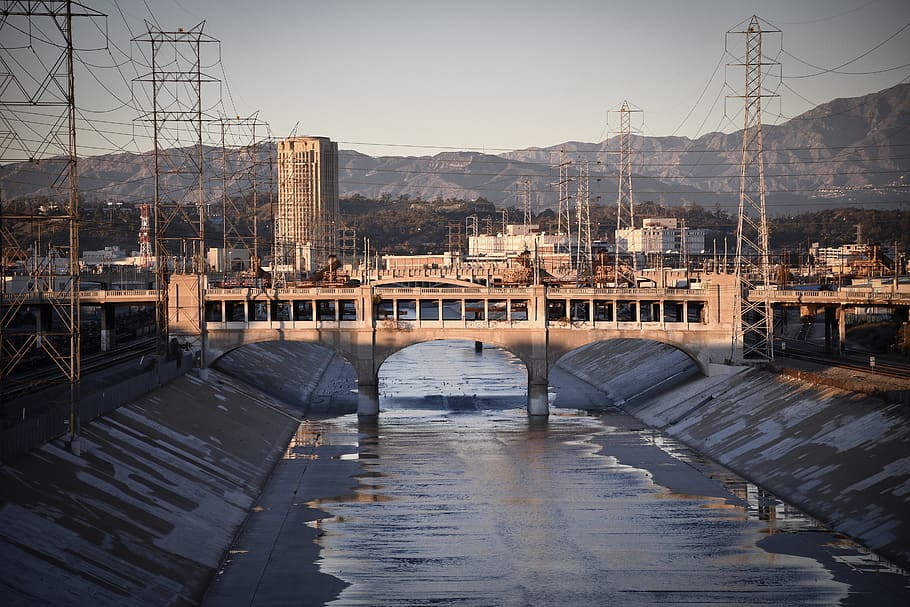 concrete arch bridge, water, vehicle, transportation, vessel HD wallpaper