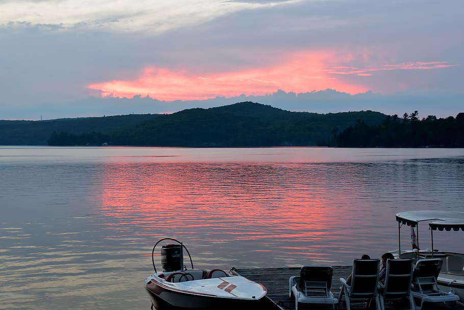 canada, haliburton, sky, water, beauty in nature, sunset, cloud - sky HD wallpaper