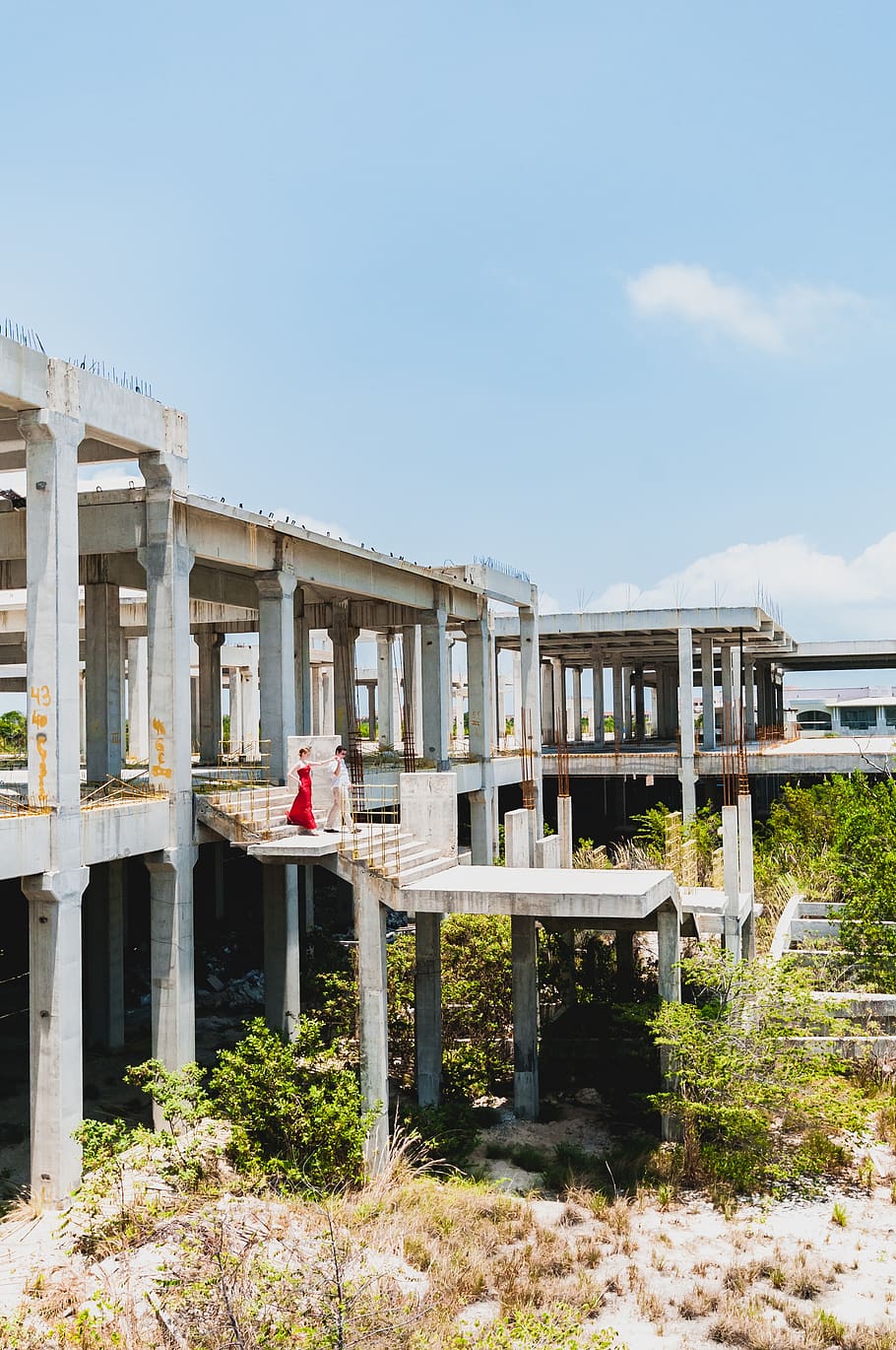Two Persons on Construction Area, building, daylight, stairs HD wallpaper