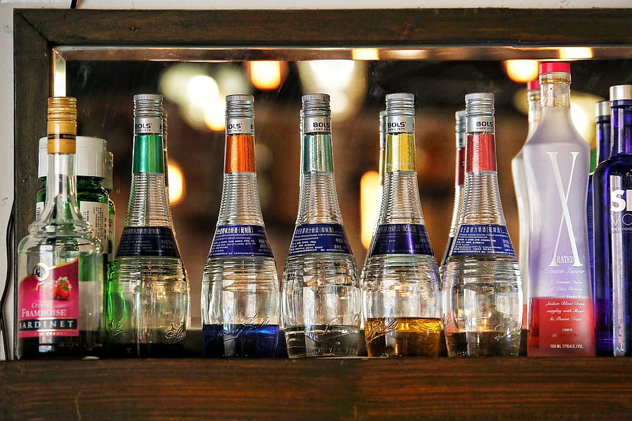 alcohol, coffee house, bottle, container, glass - material HD wallpaper