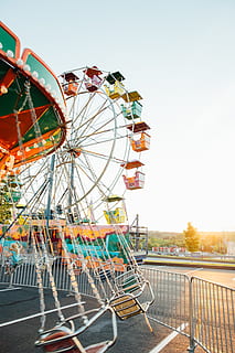 fair, fairground, carnival, swing, sunset, sunshine, movement HD wallpaper