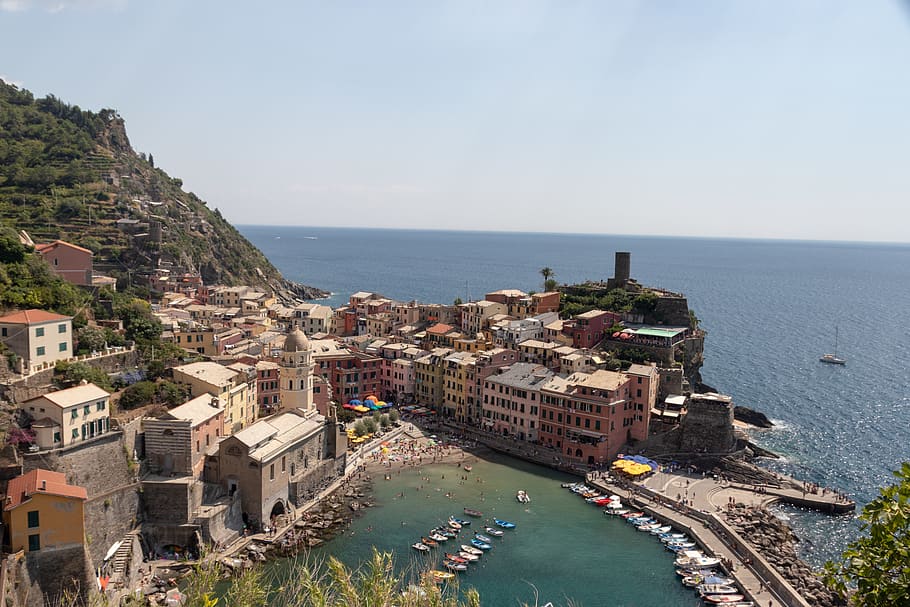 italy, vernazza, sea, water, building exterior, architecture HD wallpaper