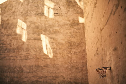 Basketball hoop and a textured wall, activity, athletics, background HD wallpaper